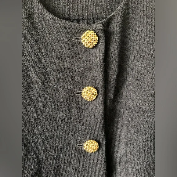 St.John Collection Wool Black Jacket Blazer and Skirt SET with Gold Buttons - 10 - Picture 3 of 11